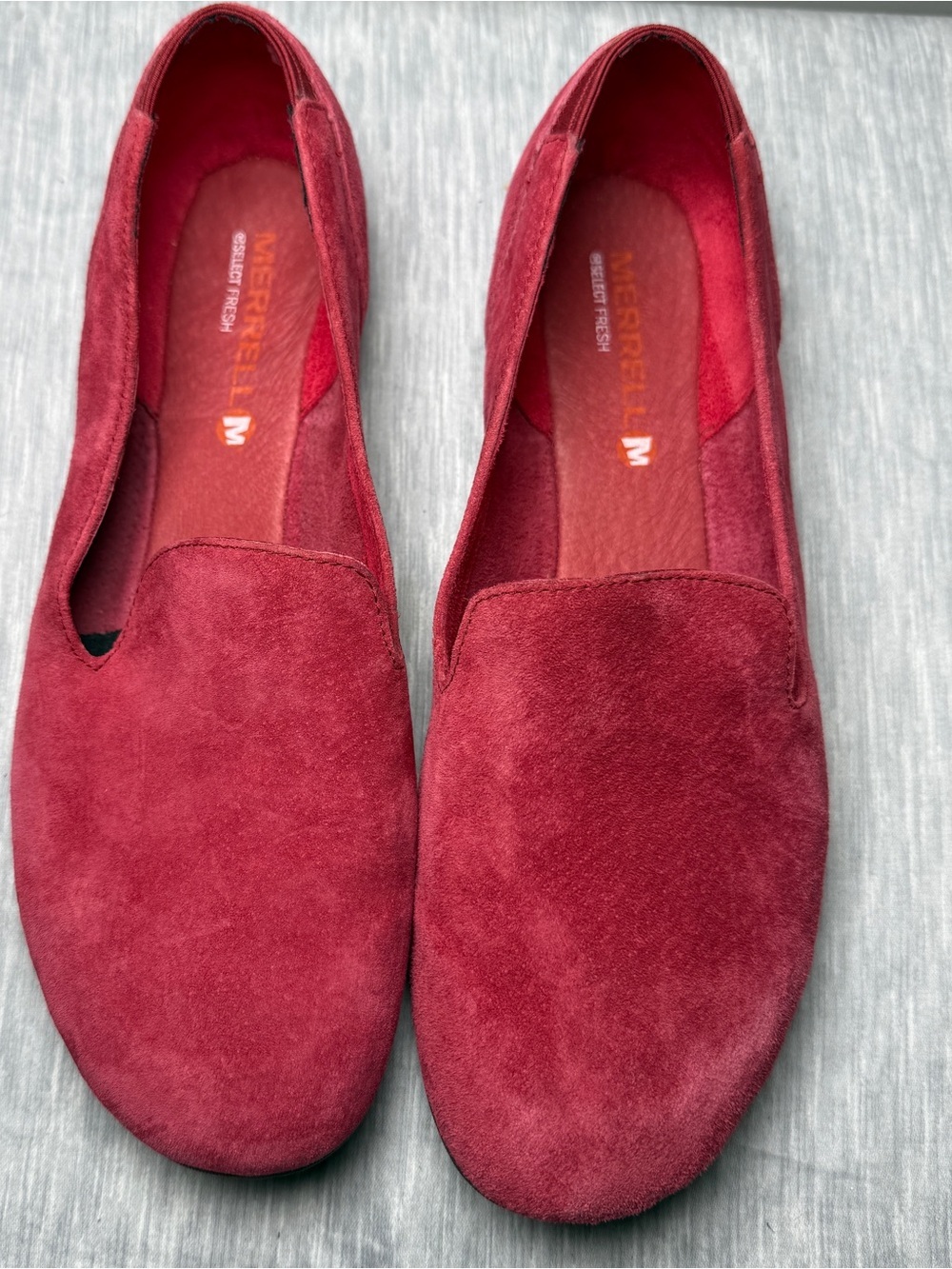 Merrell Mimix Fuse Flat Red Suede Loafer Ballet Flat Comfort Size 9